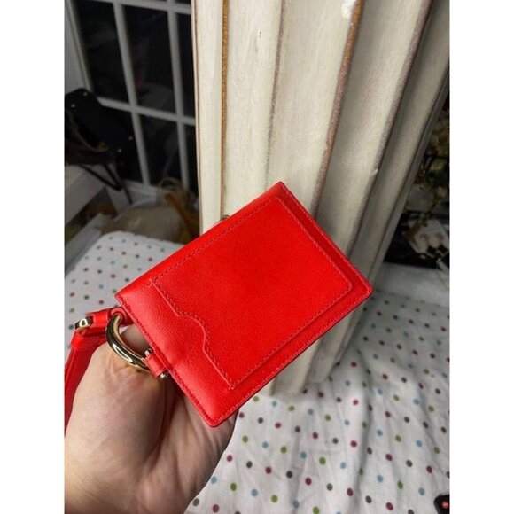 Tod’s Red Leather Cardholder with Gold-Tone Key Ring - Picture 3 of 3
